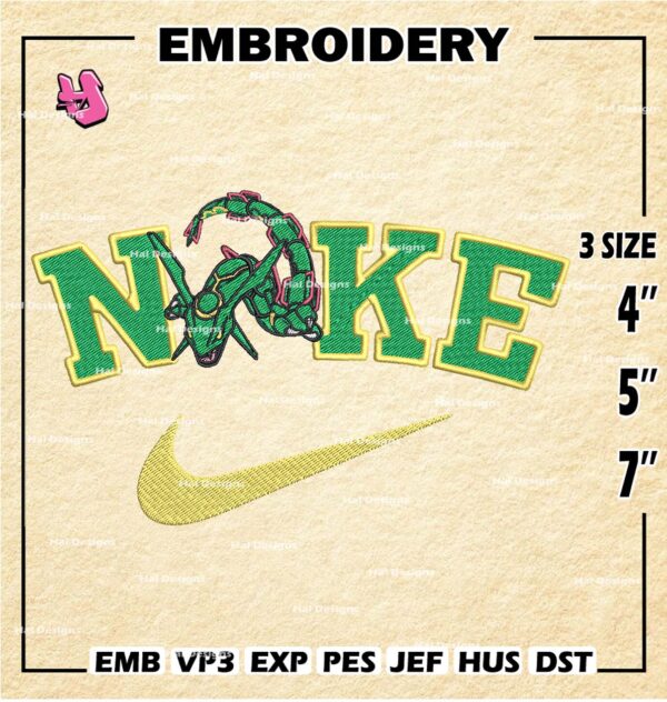 Nike Pokemon Rayquaza Embroidery Designs, Pokemon Logo Embroidery Files, Machine Embroidery Pattern, Digital Download