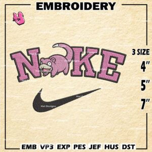 Nike Pokemon Slowpoke Embroidery Designs, Pokemon Logo Embroidery Files, Machine Embroidery Pattern, Digital Download