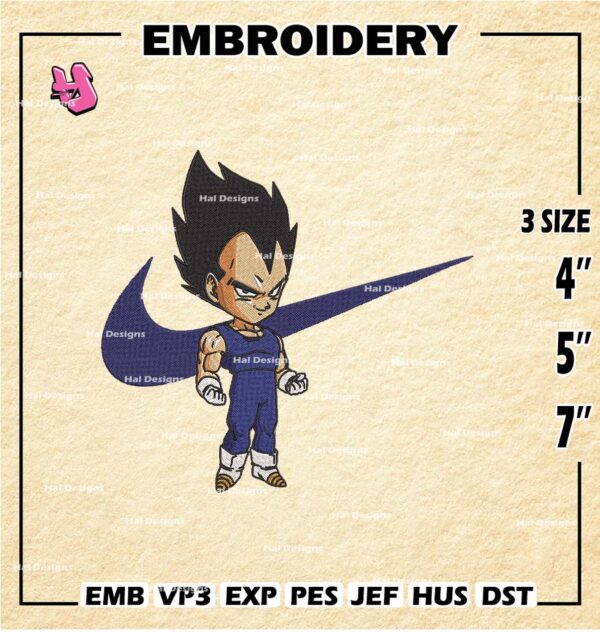 Nike Vegeta Embroidery Designs, Dragon Ball Logo Embroidery Files, Anime Machine Embroidery Pattern, Digital Download