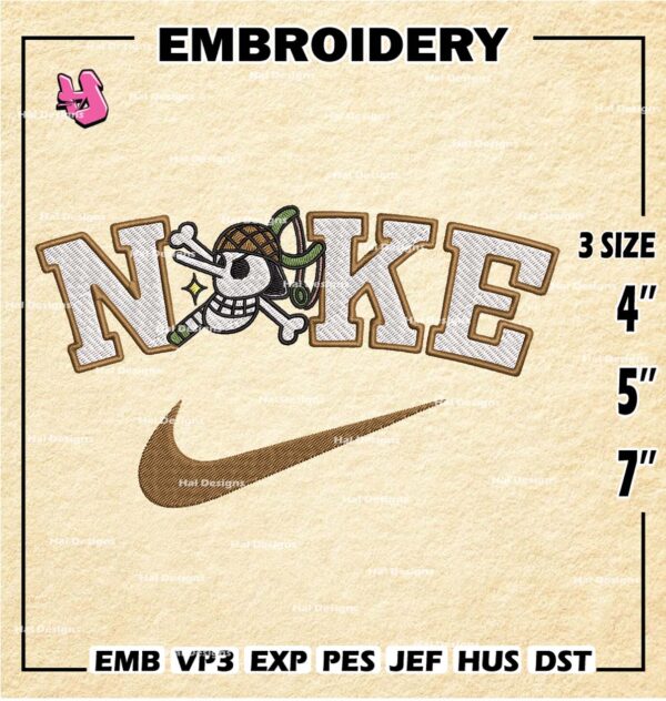 One Piece Machine Embroidery Pattern, Nike Usopp Embroidery Designs, Usopp Logo Embroidery Files, Digital Download