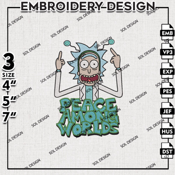 Rick And Morty Peace Among Worlds Embroidery Files, Cartoon Character Embroidery Designs, Machine Embroidery Pattern, Digital Download