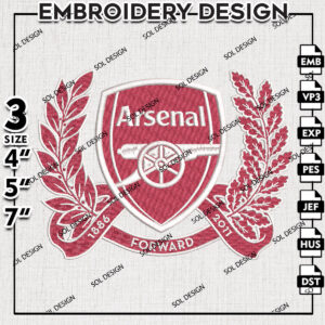 Arsenal Football Team Machine Embroidery Files, Premier League Embroidery files, EPL Arsenal Logo, Digital Download