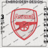 Arsenal Embroidery Design, Premier League Embroidery files, EPL Arsenal Logo, Football, Digital Download