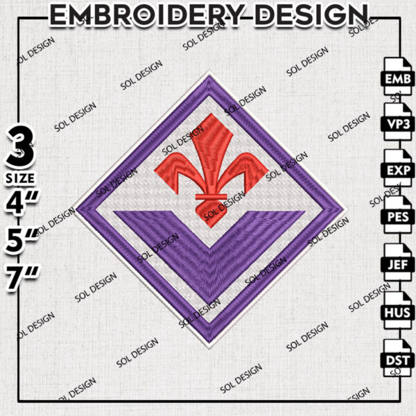 ACF Fiorentina Machine Embroidery Design, Serie A Embroidery files, Serie A ACF Fiorentina Teams, Digital Download