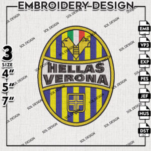 Hellas Verona F.C. Football Team Embroidery Design, Serie A Embroidery files, Serie A Hellas Verona F.C. Teams, Digital Download