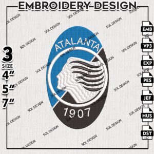 Atalanta BC Embroidery Design, Serie A Embroidery files, Serie A Atalanta BC Teams, Football, Digital Download