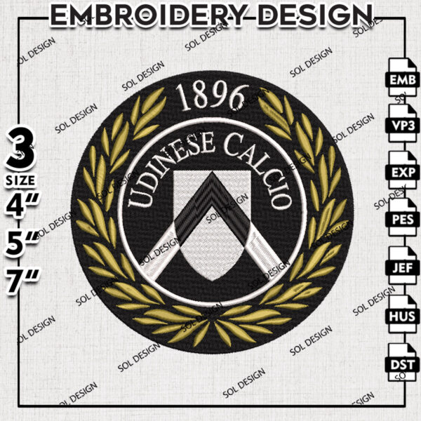Udinese Calcio Embroidery Design, Serie A Embroidery files, Serie A Udinese Calcio Teams, Football, Digital Download