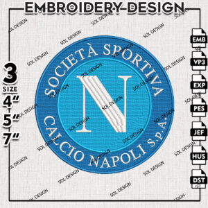S.S.C. Napoli Football Team Logo Embroidery Designs, Serie A Embroidery files, Serie A S.S.C. Napoli Teams, Digital Download
