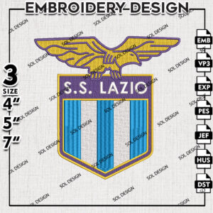 S.S. Lazio Football Team Logo Embroidery Designs, Serie A Embroidery files, Serie A Lazio Teams, Digital Download
