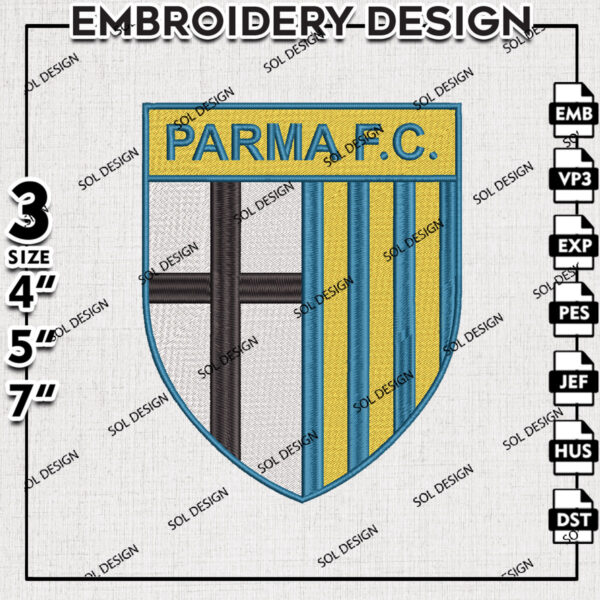Parma Logo Embroidery Design, Serie A Embroidery files, Serie A Parma Teams, Digital Download