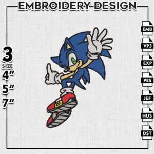 Cute Sonic The Hedgehog Embroidery Design, Sonic The Hedgehog Embroidery Files, Embroidery Design File