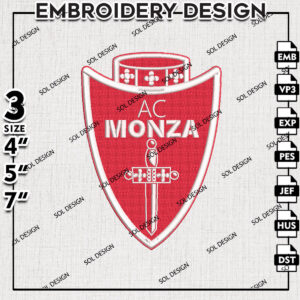 Monza Football Team Logo Embroidery Design, Serie A Embroidery files, Serie A Monza Teams, Digital Download