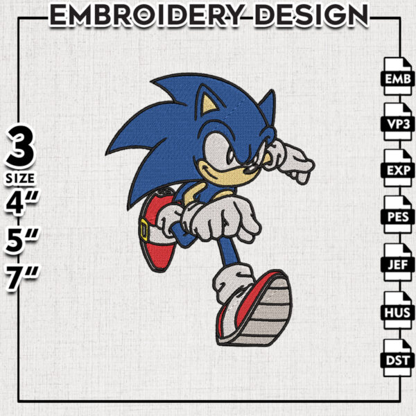 Funny Sonic Hedgehog Embroidery Design, Sonic The Hedgehog Embroidery Files, Embroidery Design File