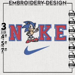 Nike Sonic Embroidery Designs, Sonic the Hedgehog Embroidery Files, Cartoon Machine Embroidery Pes Dst, Digital Download