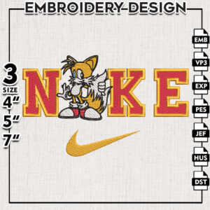 Nike Super Sonic Embroidery Designs, Sonic the Hedgehog Embroidery Files, Cartoon Machine Embroidery, Digital Download