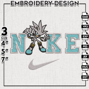 Nike Silver the Hedgehog Embroidery Designs, Sonic the Hedgehog Embroidery Files, Cartoon Machine Embroidery, Digital Download