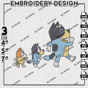 Bluey Dad Embroidery Files, Bandit Heeler Embroidery Designs, Bluey Characters Machine Embroidery Digital Files