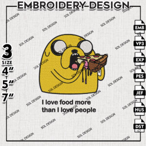Jake love food Embroidery Files, Adventure Time Cartoon Inspired Embroidery Design, Machine Embroidery Pes Dst