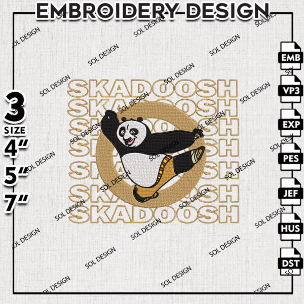 Poo Skadoosh Embroidery Files, Kungfu Panda Cartoon Embroidery Design, Machine Embroidery Pes Dst, Digital Files