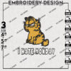 I Hate Monday Embroidery Design, Garfield The Cat Embroidery Files, Cartoon Machine Embroidery, Pes Dst