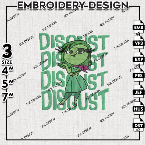 Disgust Inside Out Embroidery Files, Inside Out Character Inspired Embroidery Design, Machine Embroidery Pes Files