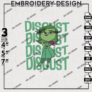 Disgust Inside Out Embroidery Files, Inside Out Character Inspired Embroidery Design, Machine Embroidery Pes Files
