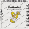 ToAlcohol Homer Simpson Holding Beer Embroidery Design, Simpson Embroidery Files, Cartoon Embroidery File, Digital Download