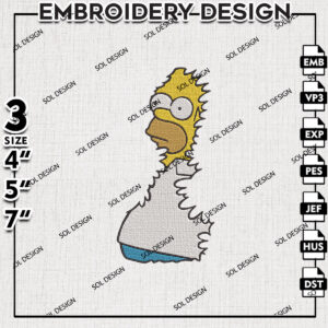 Homer Simpson In The Bush Embroidery Designs, The Simpsons Movie Embroidery Files, 3 sizes, Machine embroidery Files, Digital Download