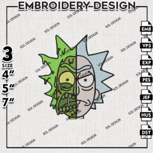 Two Faces Morty Embroidery Files, Cartoon Embroidery Designs, Cartoon Machine Embroidery, Digital Download