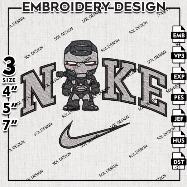 Nikey War Machine Embroidery Files, Iron man Embroidery Design, Marvel Movie, Machine Emb Files, Digital Download