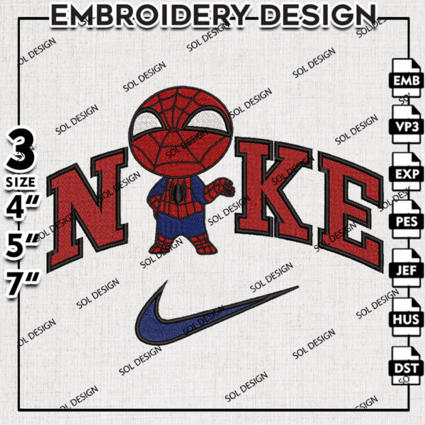 Nike Spiderman Embroidery Designs, Peter Parker Marvel Machine Embroidery Pattern, Pes Dst Digital Download