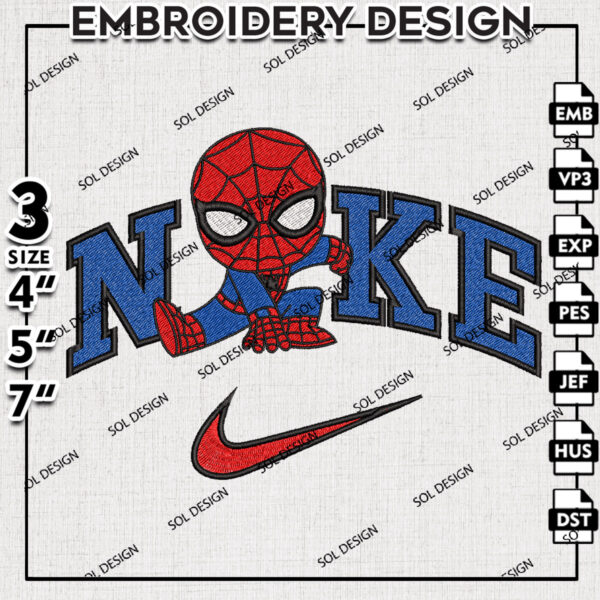 Nike Cool Spiderman Embroidery Files, Spider man Embroidery Design, Marvel Superman Emb File, Machine Emb Files