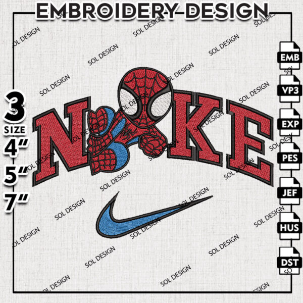 Spiderman Superman Embroidery Files, Nike Spider man Embroidery Design, Marvel Emb File, Machine Emb Files, Digital Download