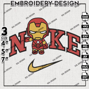 Nikey Iron Man Embroidery Files, Superhero Embroidery Design, MCU Embroidery Machine Emb File, Digital Download