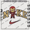Nike Iron Man Embroidery Files, Superhero Embroidery Design, Machine Emb Files, Digital Download