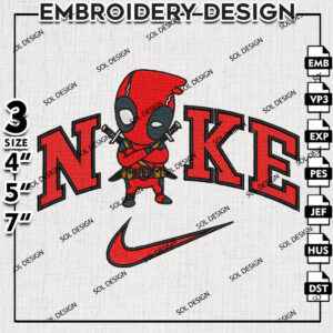 Deadpool Nike Embroidery Designs, Deadpool, SuperheroMachine Embroidery Pattern, Digital Download
