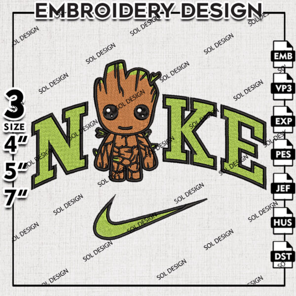 Nike Groot Embroidery Designs, Groot Superman Machine Embroidery Pattern, Digital Download