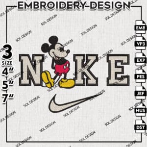 Mickey Mouse Swoosh Nike Embroidery Files, Just Do It Nike Swoosh Embroidery Design, Disney Nike Co Embroidery, Machine Embroidery, Digital Download