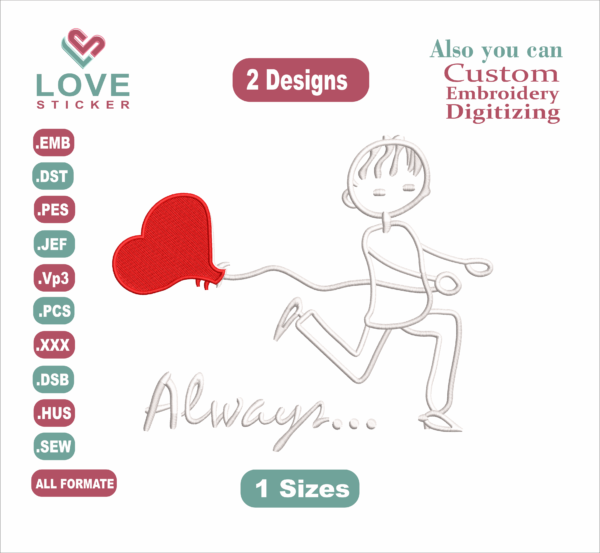 Always To gether Embroidery Designs,2 Designs & 1 Size, Embroidery Designs, Files Instant Download