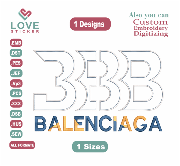 Balenciaga applique Embroidery Designs, Embroidery Designs, Files Instant Download