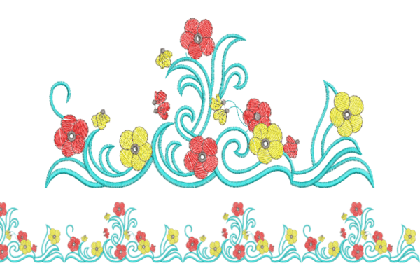 Floral & Motif Embroidery Borders , Embroidery Design