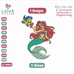 Ariel Embroidery Designs,Files Instant Download