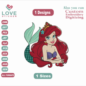 Ariel Embroidery Designs, Files Instant Download