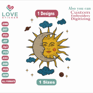 SUN MOON Embroidery Designs,Files Instant Download