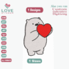 Bear haert Embroidery Designs, Files Instant Download