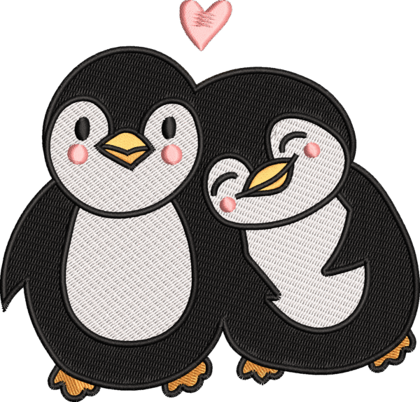 Two Happy penguin, Embroidery Designs, Files Instant Download