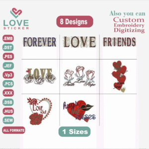 Valentine Embroidery Designs, Embroidery Designs, Files Instant Download