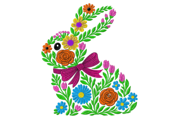 Bunny of flowers Embroidery Designs,Mert Machine Embroidery Designs,Files Instant Download