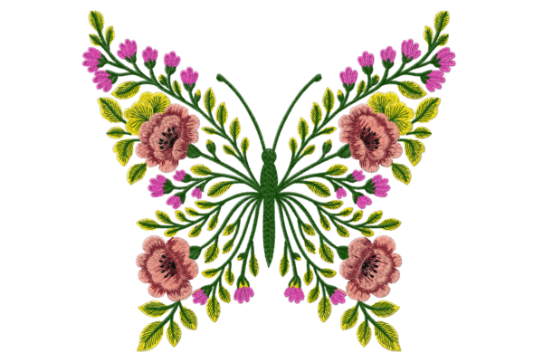 Butterfly of flowers Embroidery Designs, Butterfly Machine Embroidery Designs,Files Instant Download