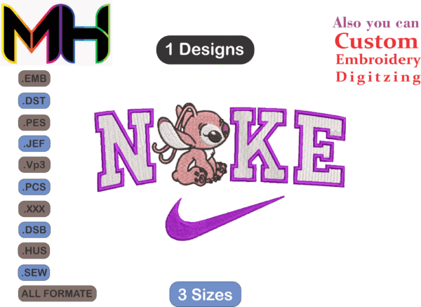 NIKE Lilo & Stitch Embroidery Designs ,NIKE Lilo & Stitch Machine Embroidery Designs,Files Instant Download